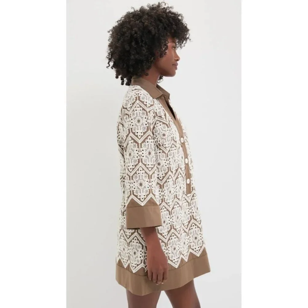 NWT Tuckernuck Mocha Mousse Lace Collier Dress Size XS - Picture 3 of 7